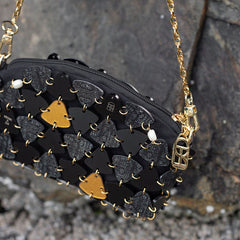 Golzar Green Tiled Shoulder Bag with Gold Chain