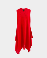 bright red breathable summer linen dress on white background