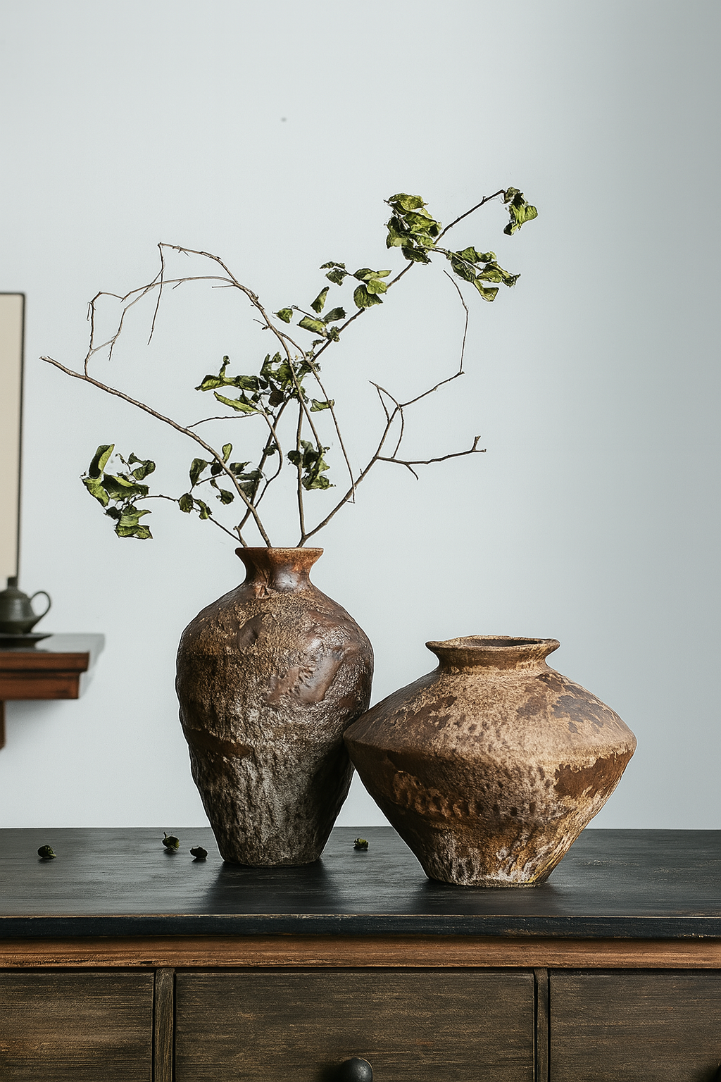 retro porcelain vase in modern living room