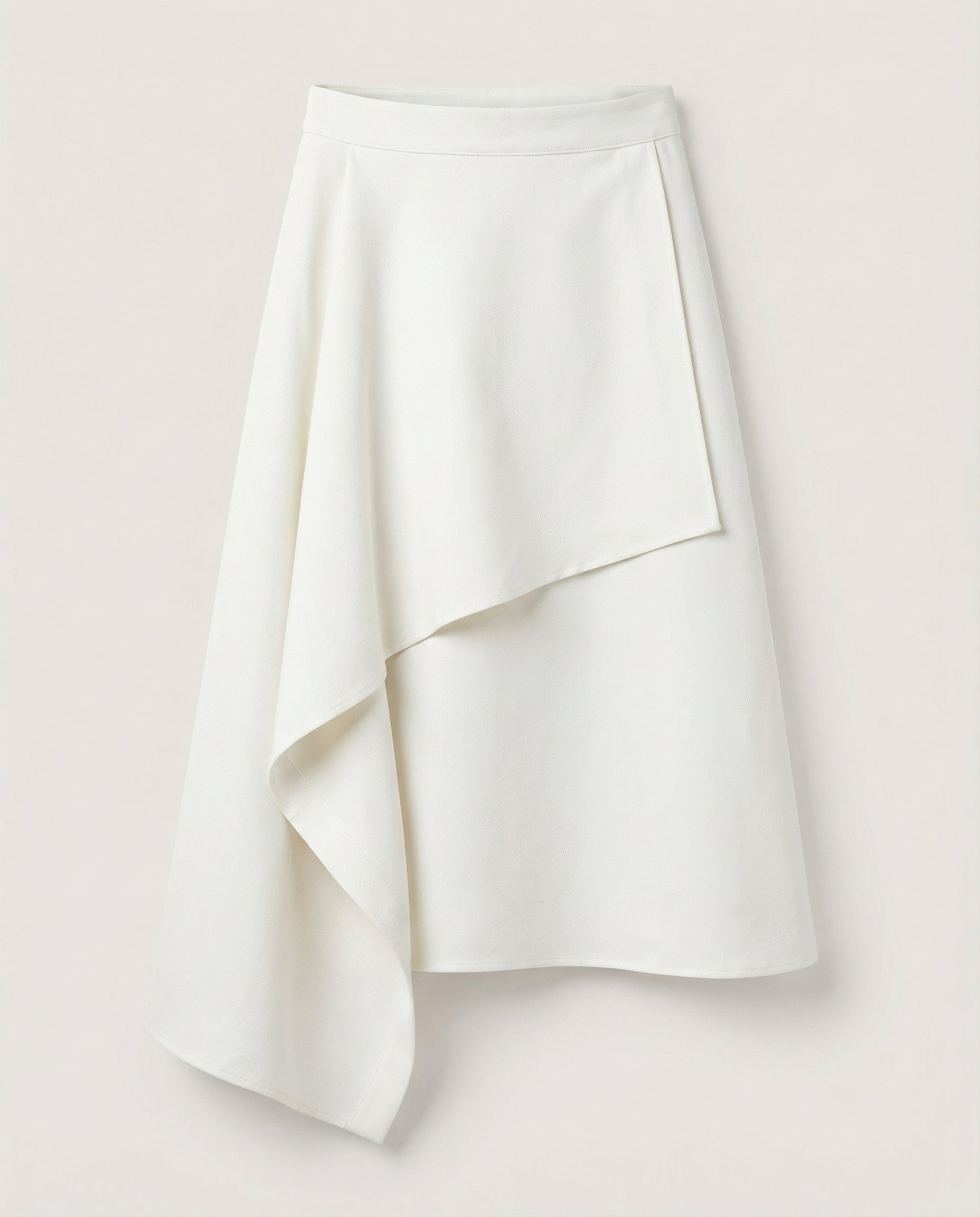 Ivory linen asymmetric skirt with draped panel