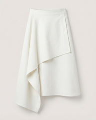 Ivory linen asymmetric skirt with draped panel
