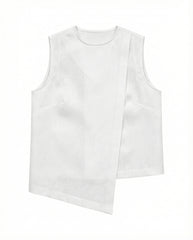 White linen sleeveless shirt on a white background