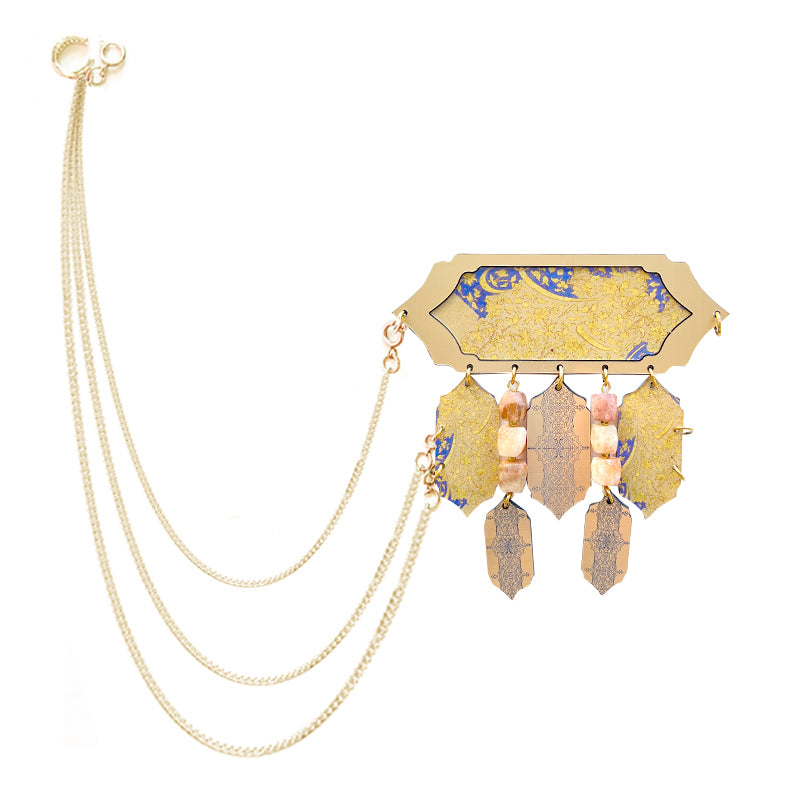 Persian-inspired Vaghar brooch with chains and stones