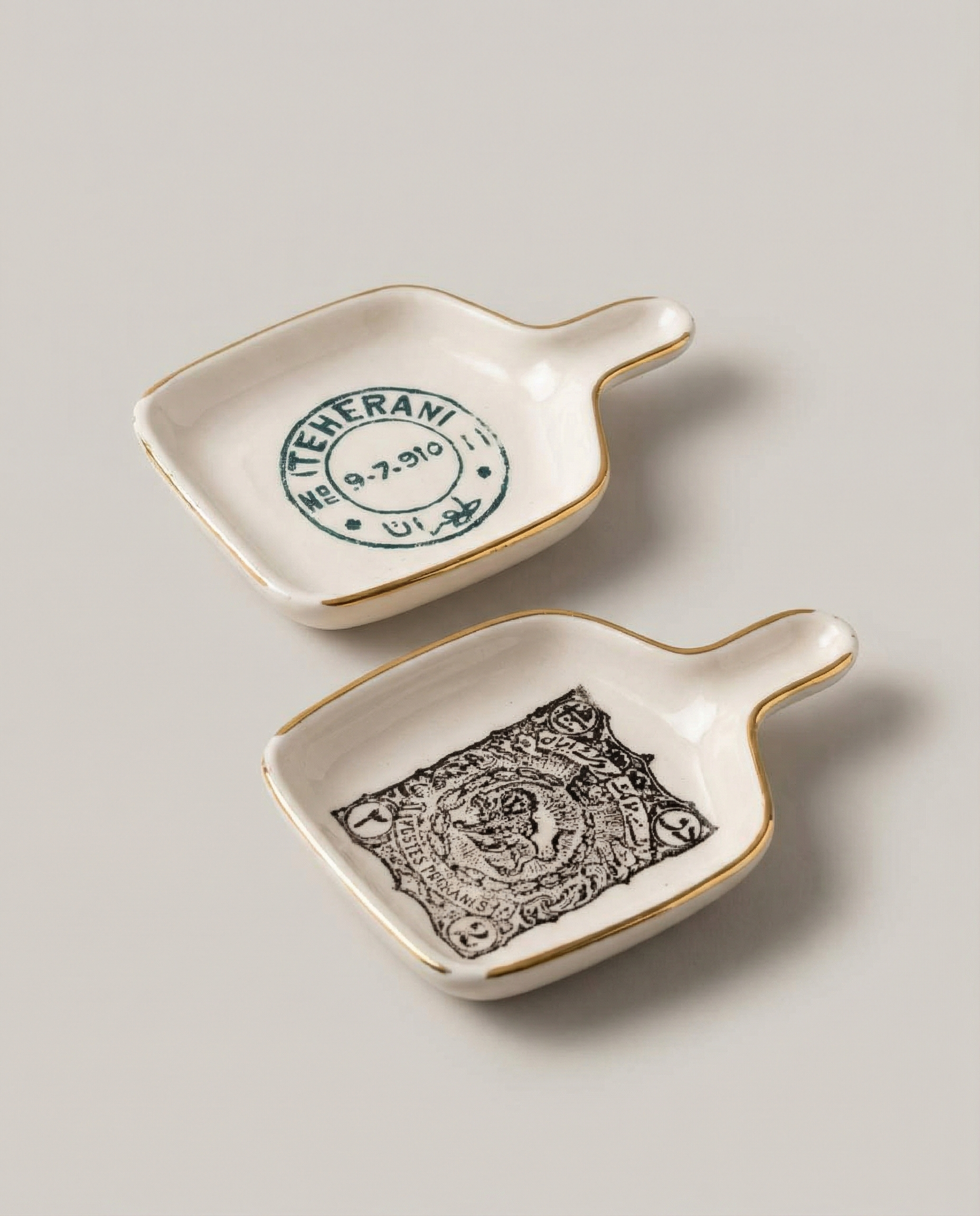 Decorative ceramic mini tray with Tehran stamp design