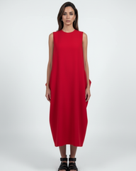 Minimalist Red Linen Dress