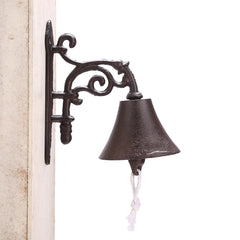 Scroll-style retro iron bell for rustic entryway