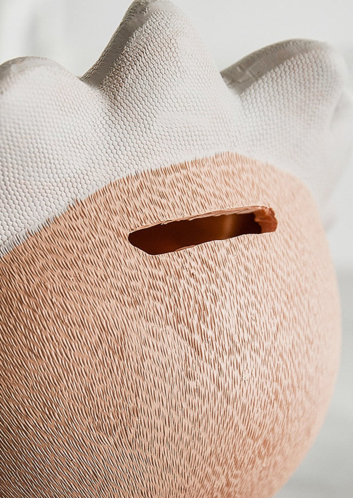 Cute animal piggy bank with white paws