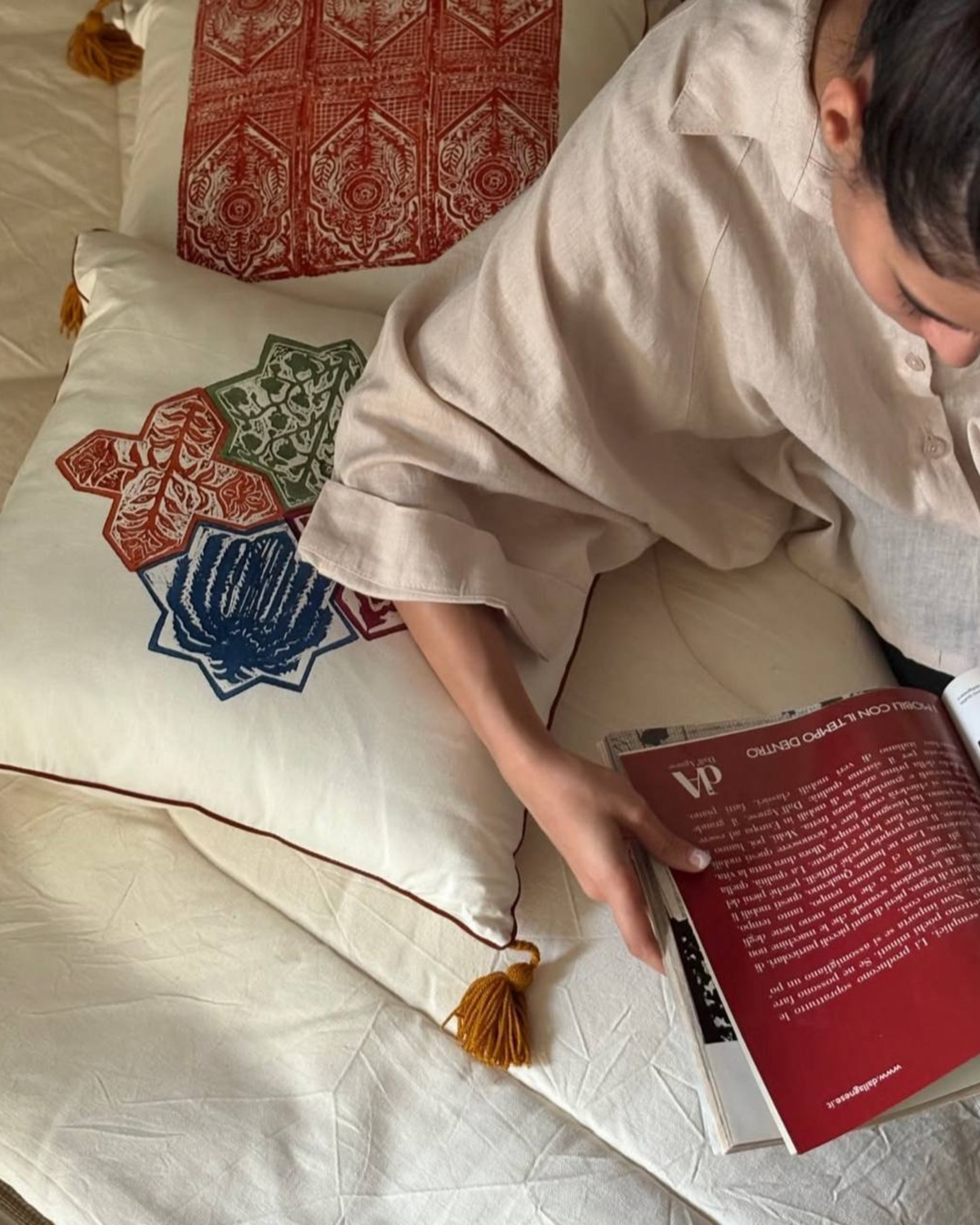 handmade cotton home decor set runner and cushion