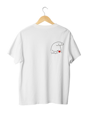 White graphic tee featuring minimalist tea drawing