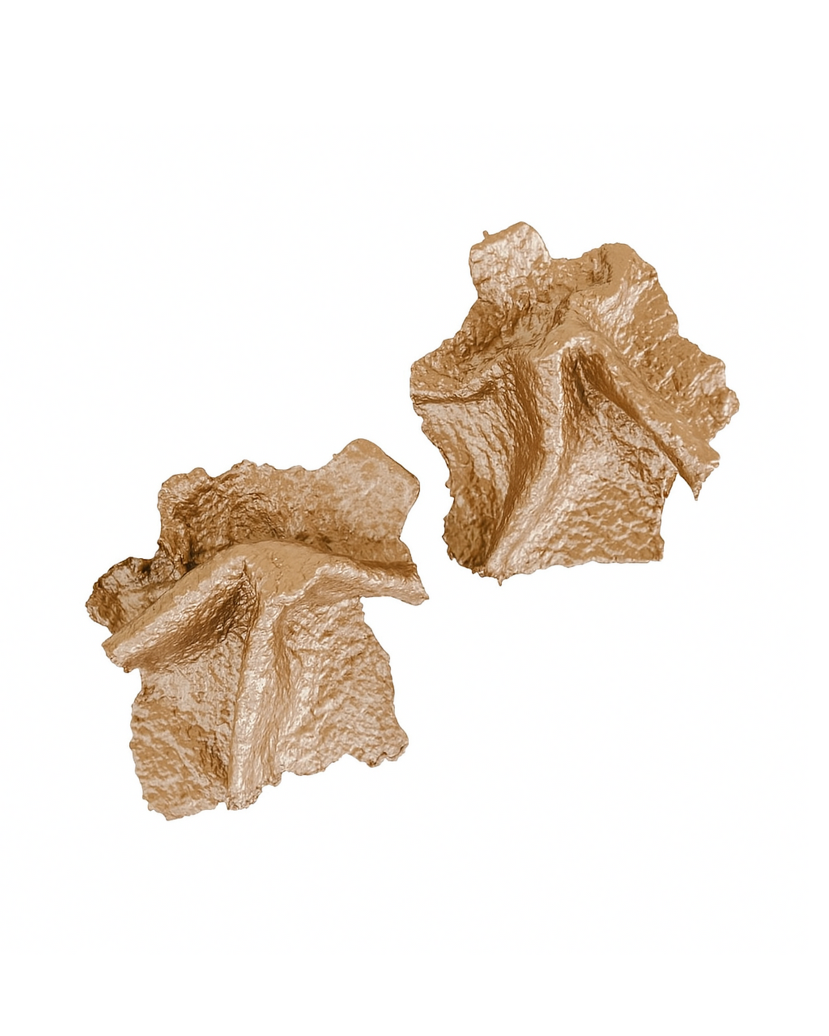 Bold sculptural handmade papier-mâché earrings in gold finish