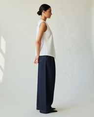 minimalist linen blouse with angled front panel