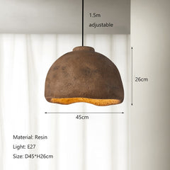Modern sculptural pendant light in brown finish
