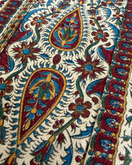 Traditional Qalamkar fabric belt on white background