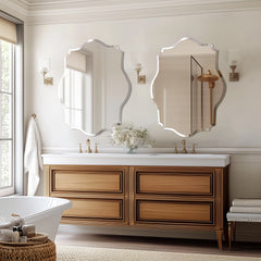 Frameless Scalloped Beveled Wall Mirror