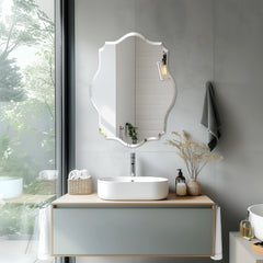 Frameless Scalloped Beveled Wall Mirror