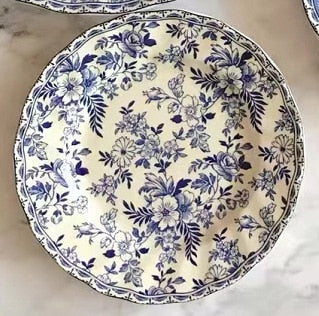 Vintage Blue and White Ceramic Plate, Soup Bowl & Coffee Cup (Sold Individually)