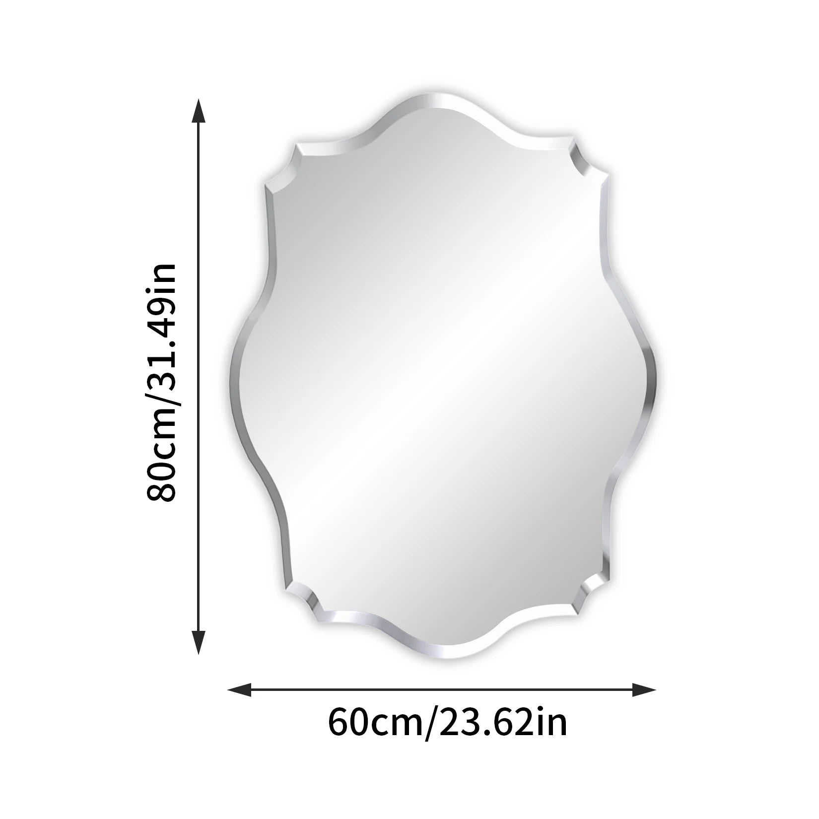 Frameless Scalloped Beveled Wall Mirror
