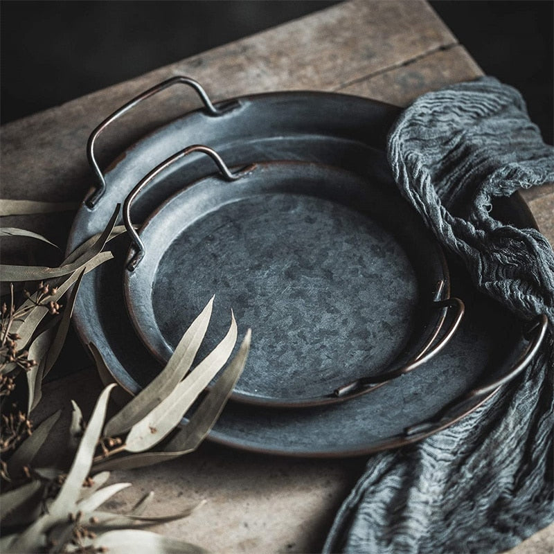 Vintage Wrought Iron Dinner Plate Set – 2pcs