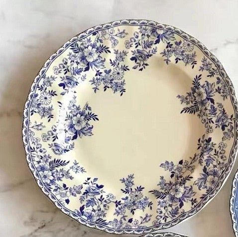 Vintage Blue and White Ceramic Plate, Soup Bowl & Coffee Cup (Sold Individually)