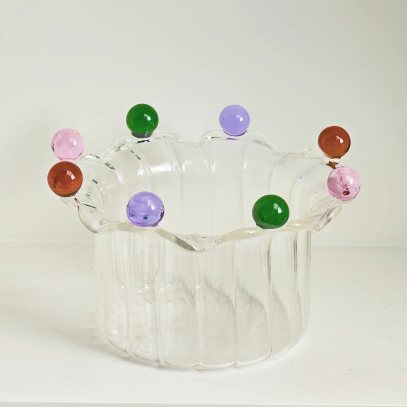 decorative fruit bowl crown shape glass serving plate