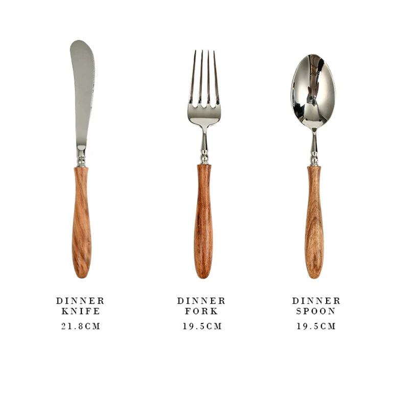 5-piece wooden handle cutlery set for dining