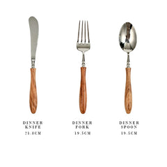 5-piece wooden handle cutlery set for dining