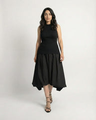 Free size black taffeta balloon skirt front view