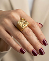 Bold gold tone adjustable cocktail ring