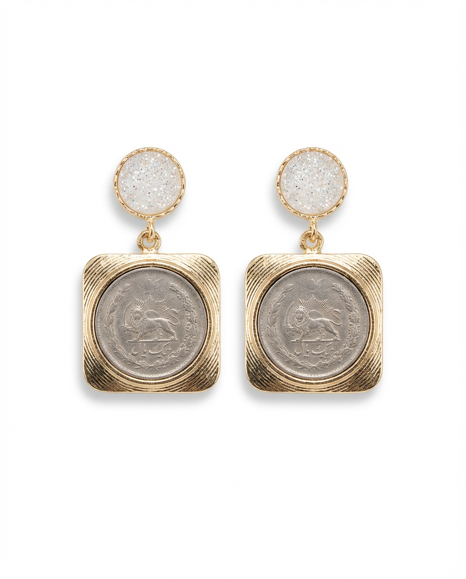 drop lion medallion statement earrings