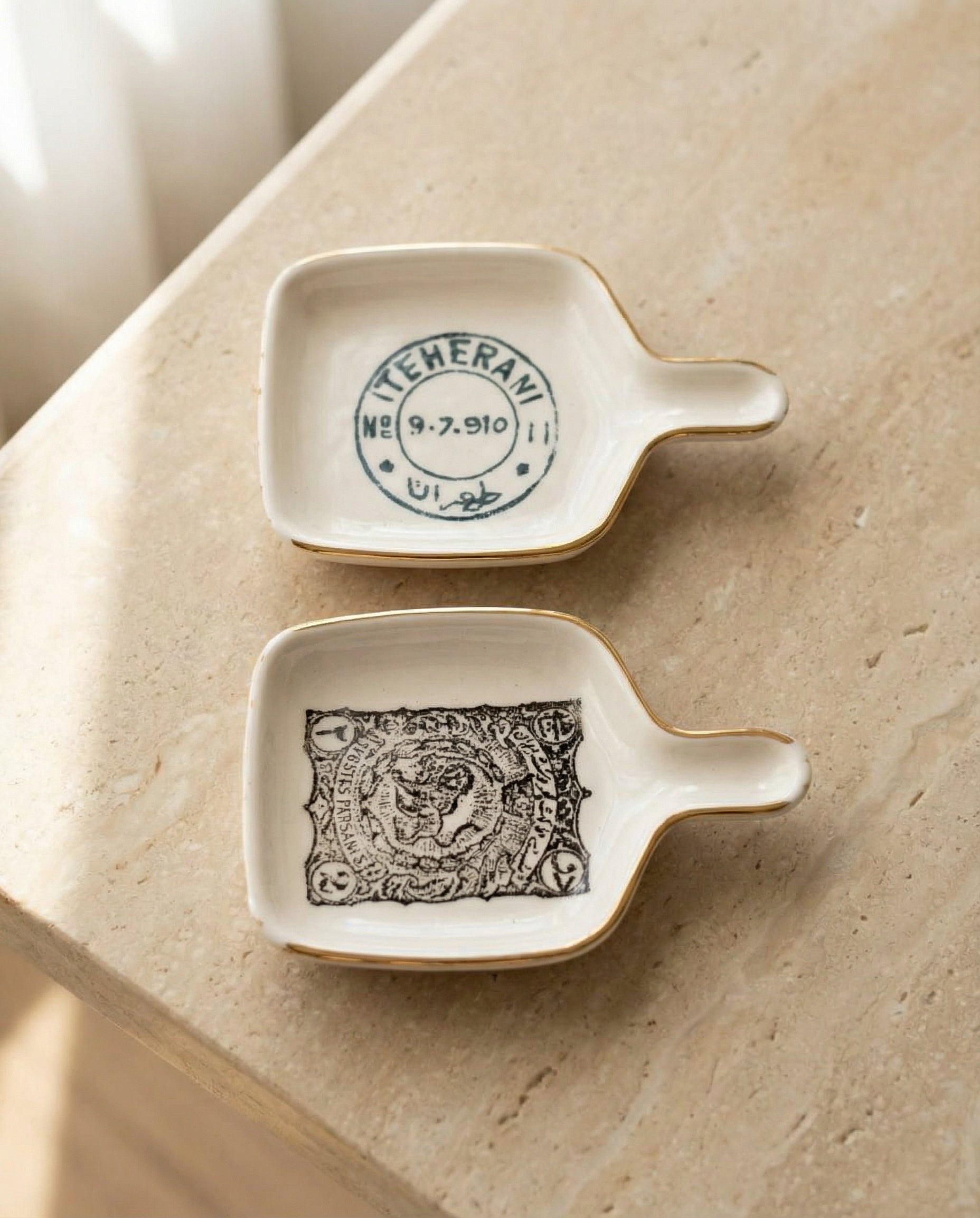 Gold rim Persian inspired small trinket dish