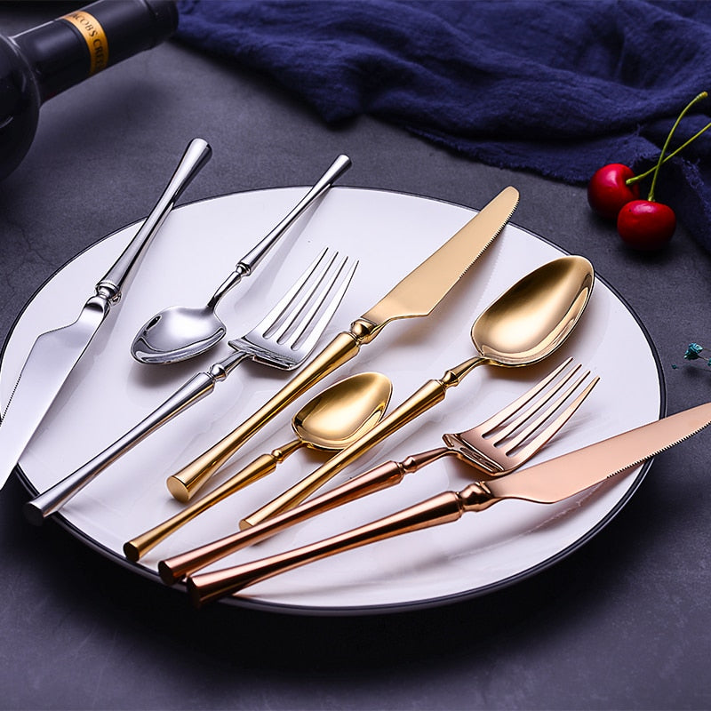 24 piece silver flatware set for elegant dining