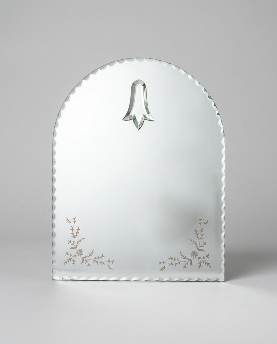 Floral engraved decorative mirror close up