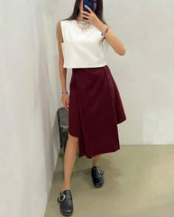high waist asymmetric A line skirt