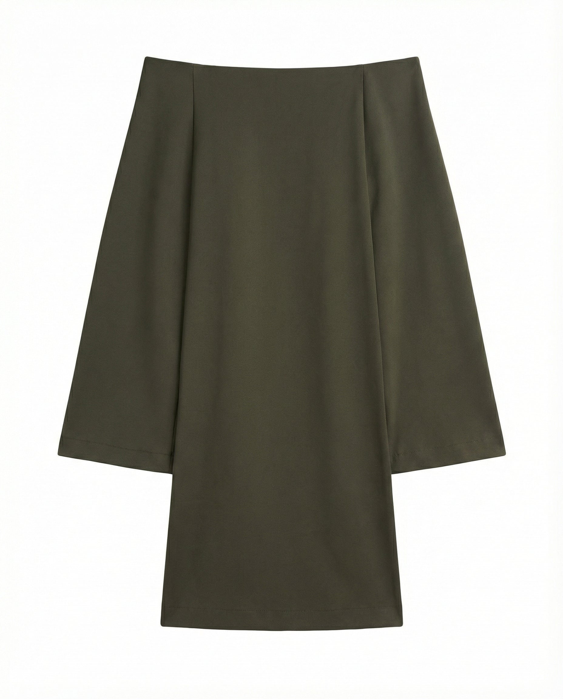Olive architectural gabardine skirt flat lay