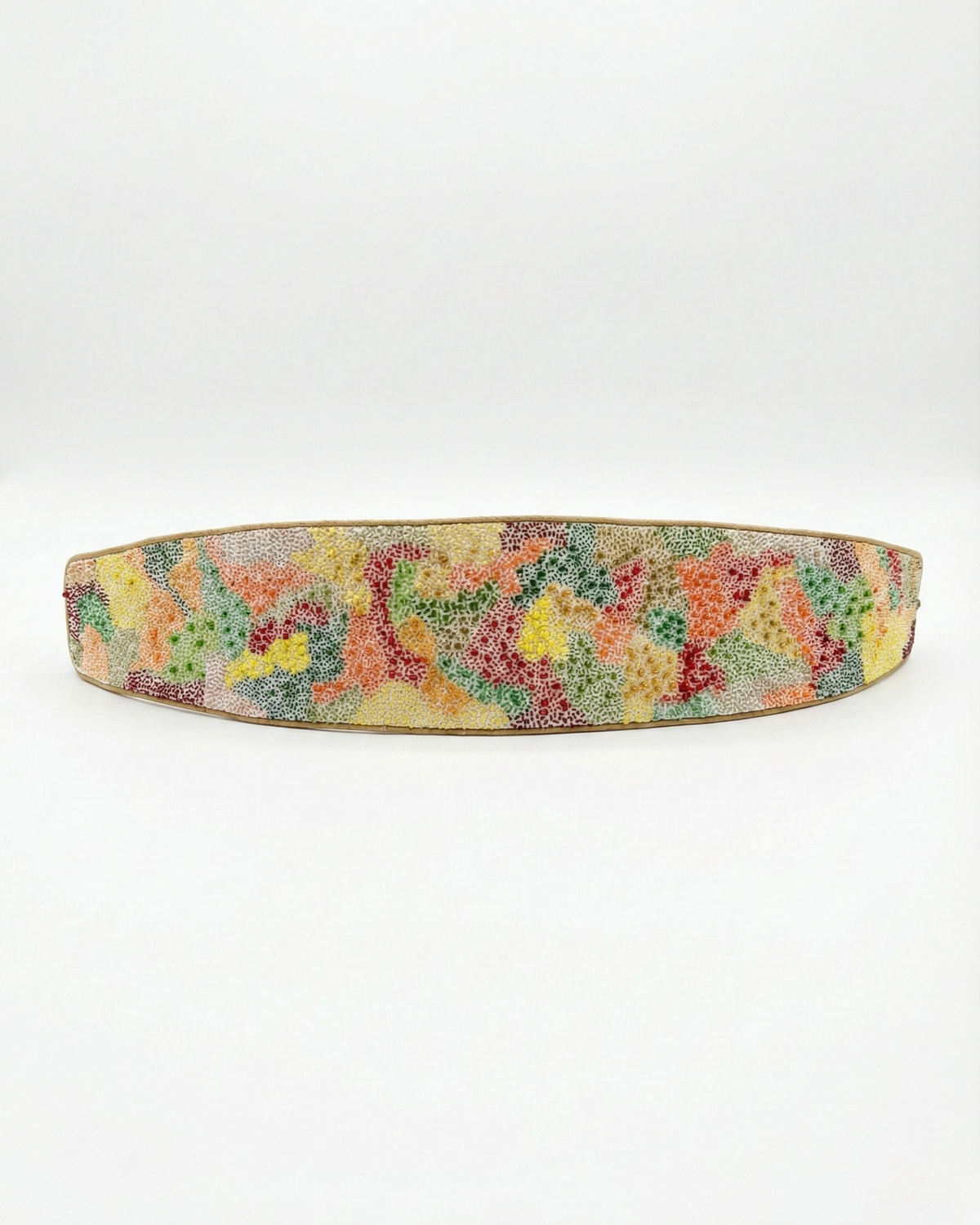 handmade beaded belt with colourful mosaic pattern