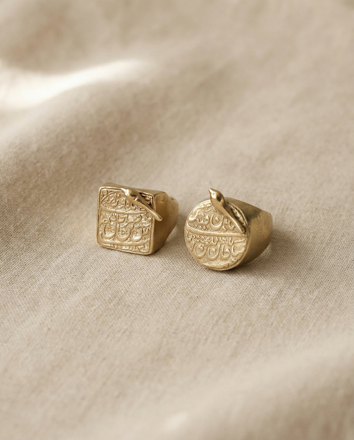 Persian Seal Adjustable Brass Ring