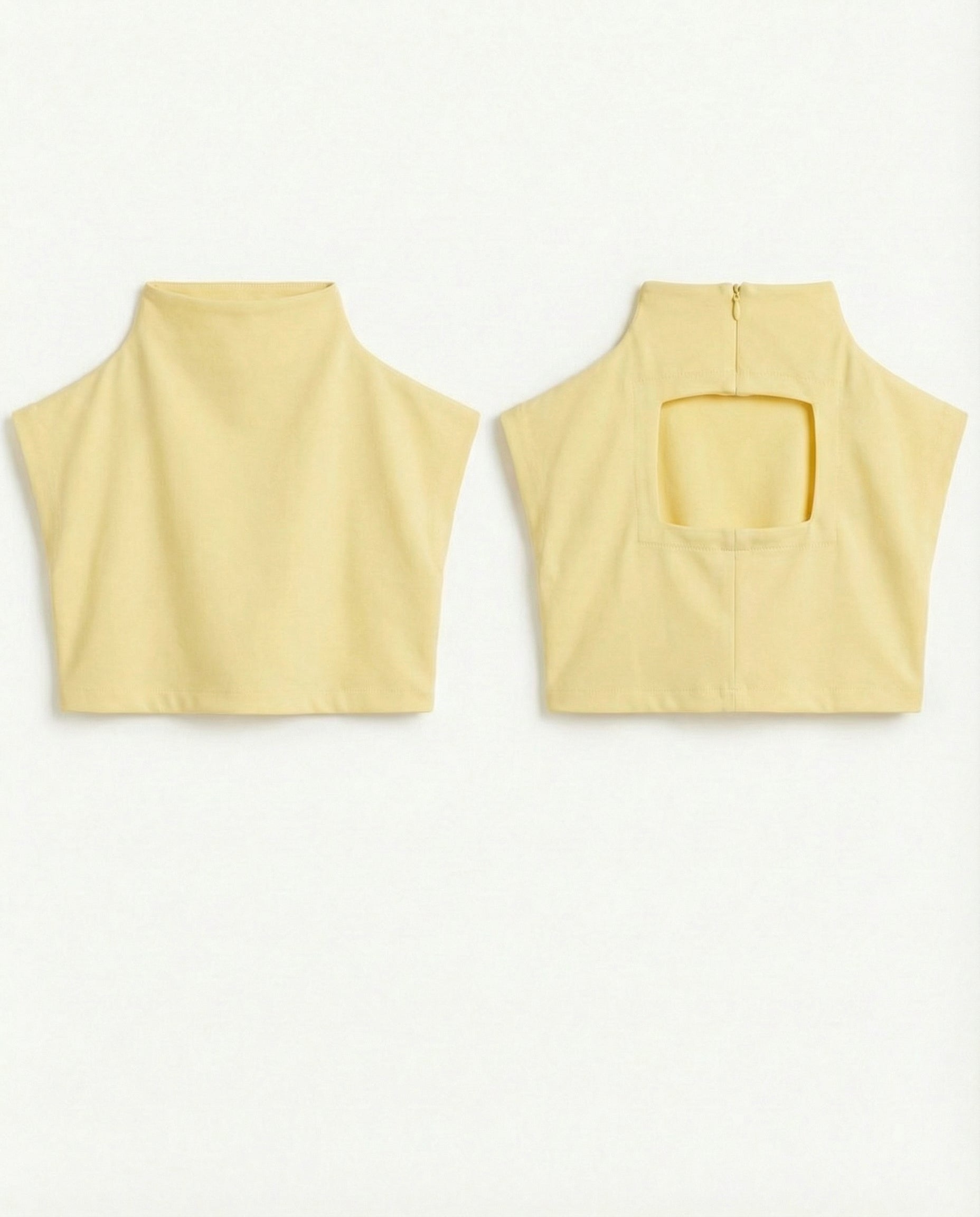 Structured Backless High-Neck Blouse