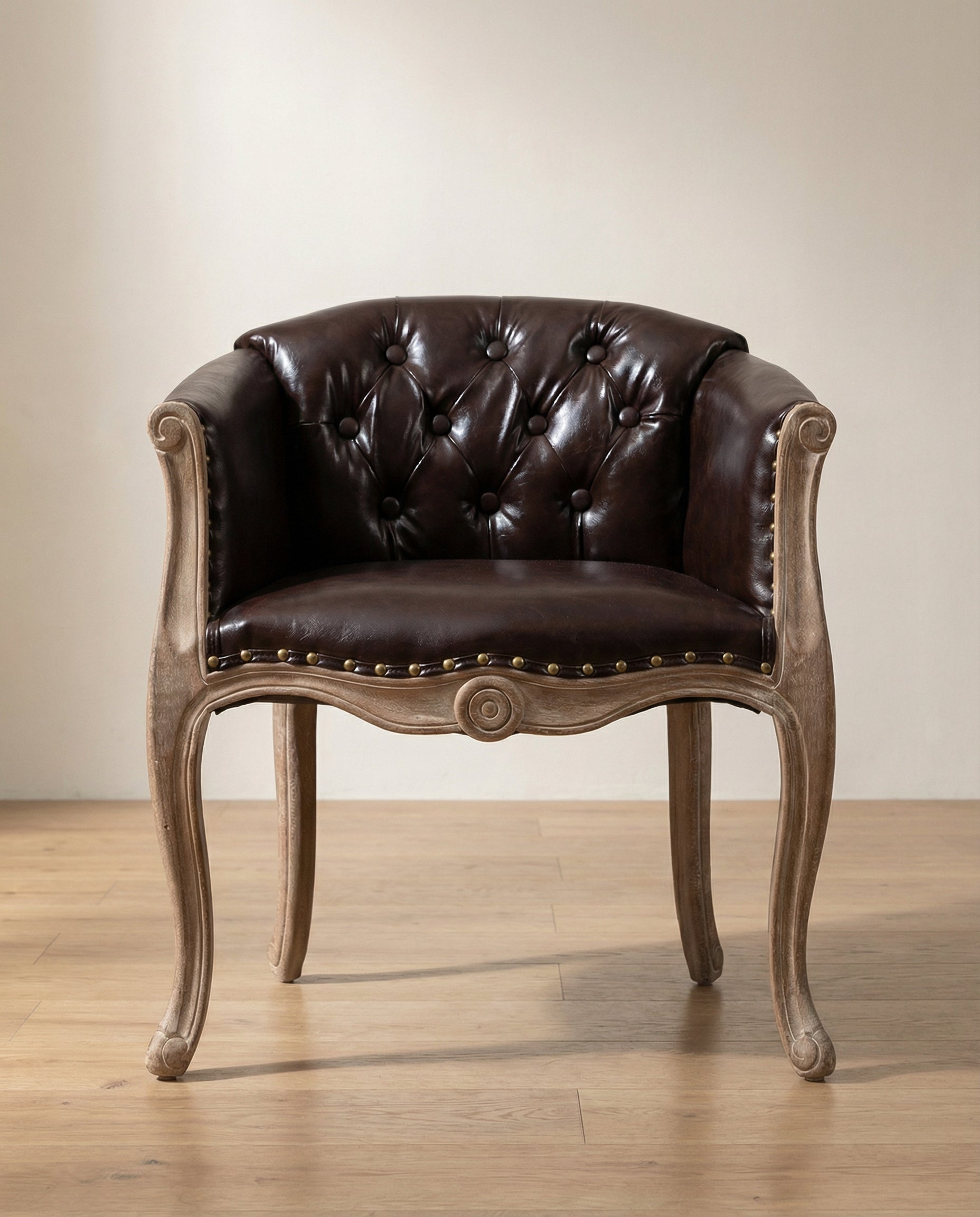 Louvre Antique Solid Wood Tufted Armchair