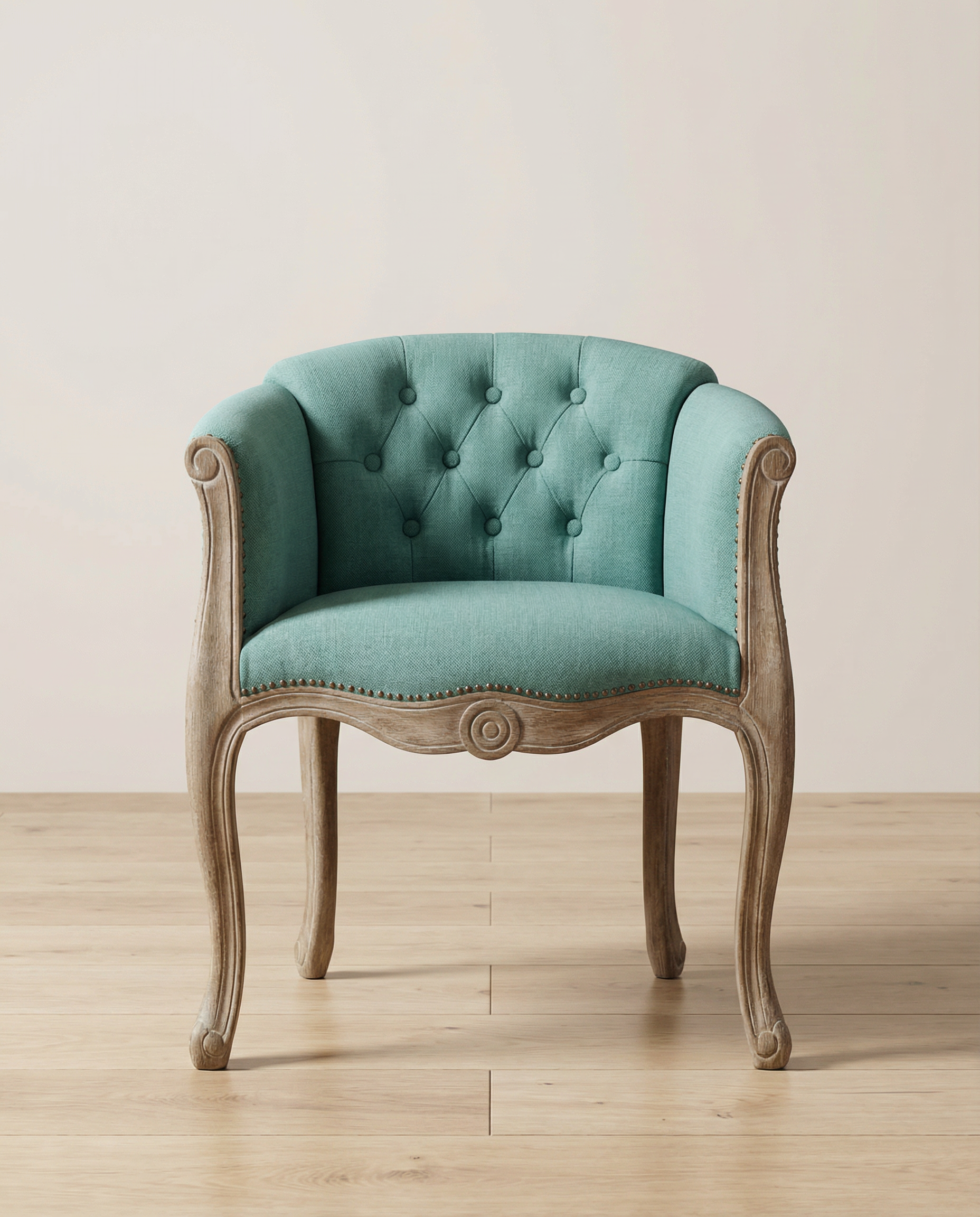 Louvre Antique Solid Wood Tufted Armchair