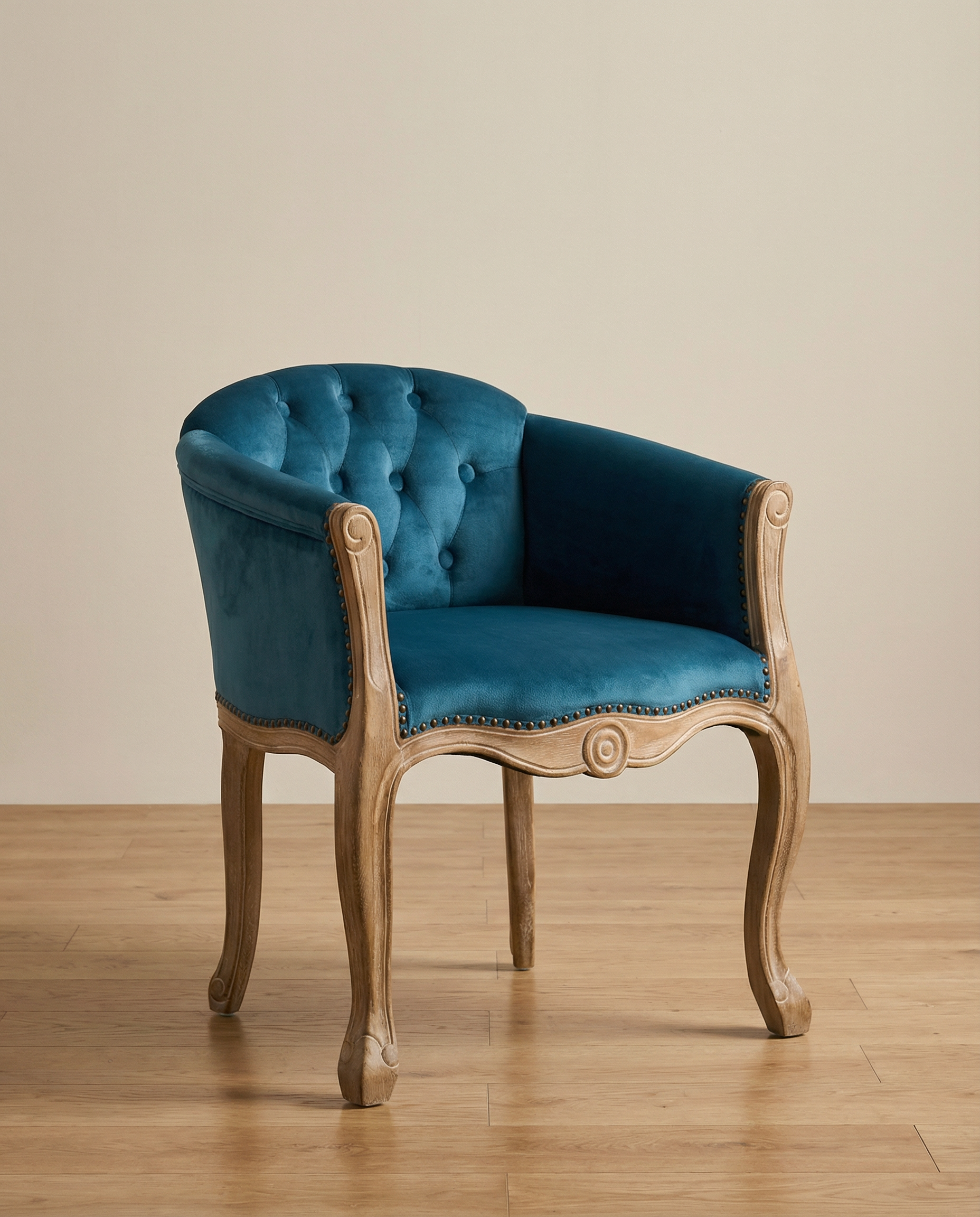 Louvre Antique Solid Wood Tufted Armchair
