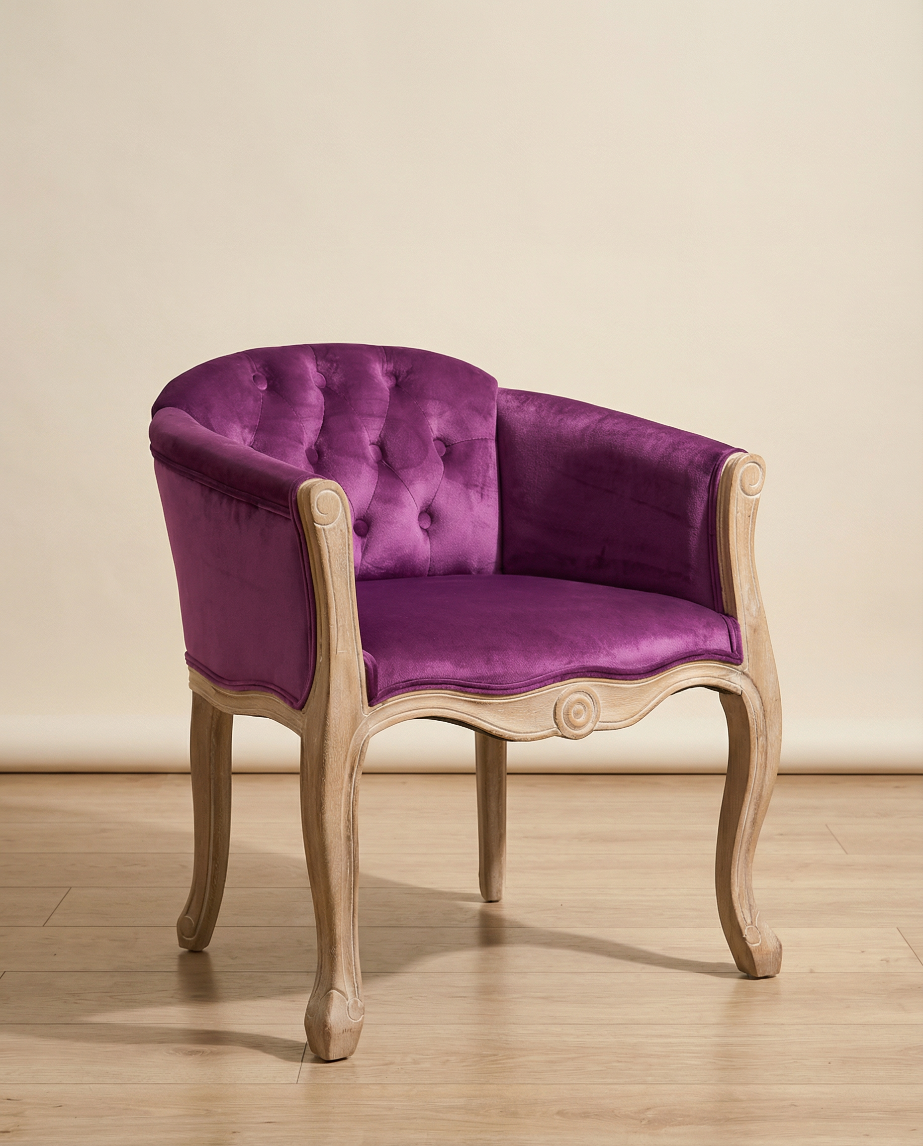 Louvre Antique Solid Wood Tufted Armchair