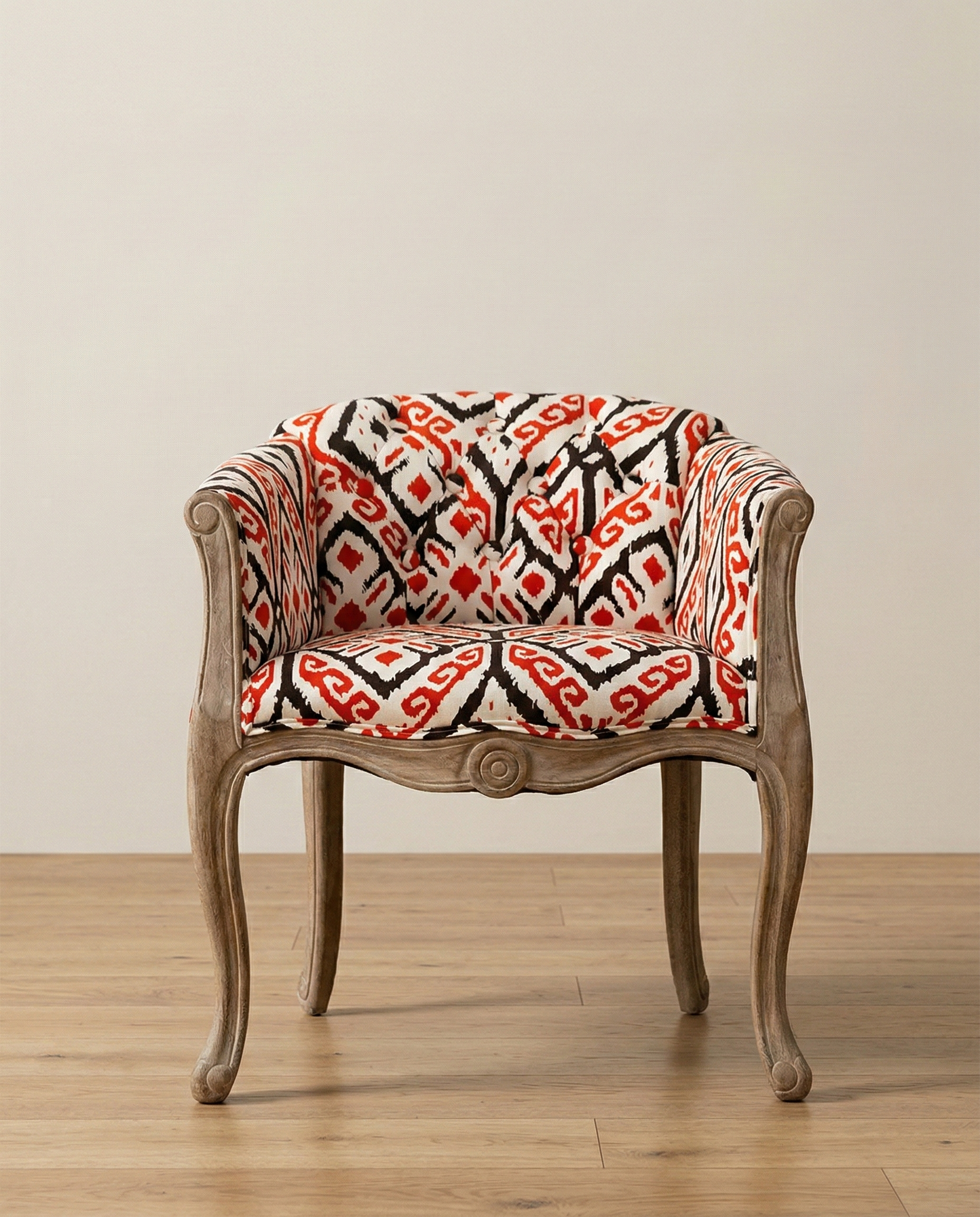Louvre Antique Solid Wood Tufted Armchair