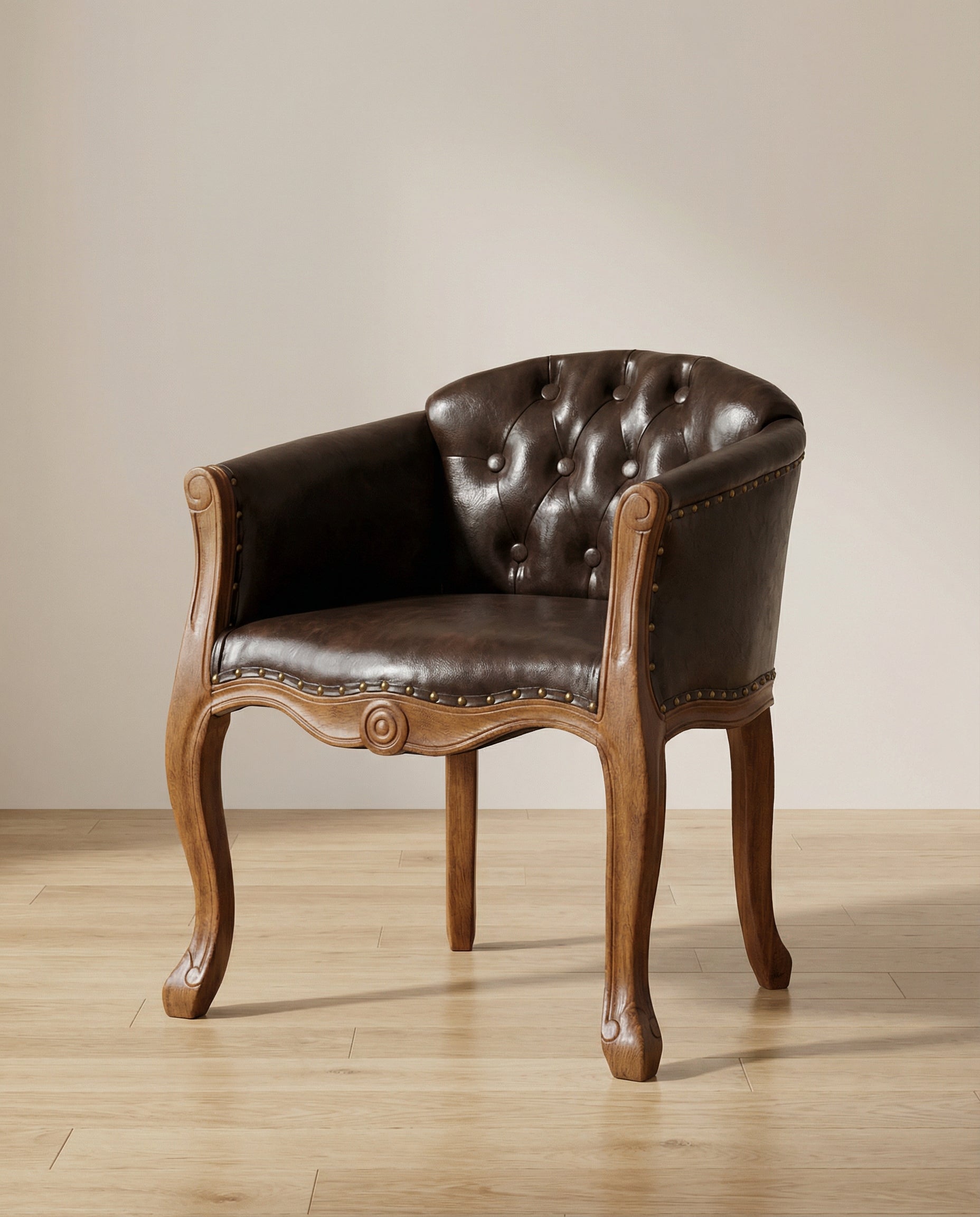 Louvre Antique Solid Wood Tufted Armchair
