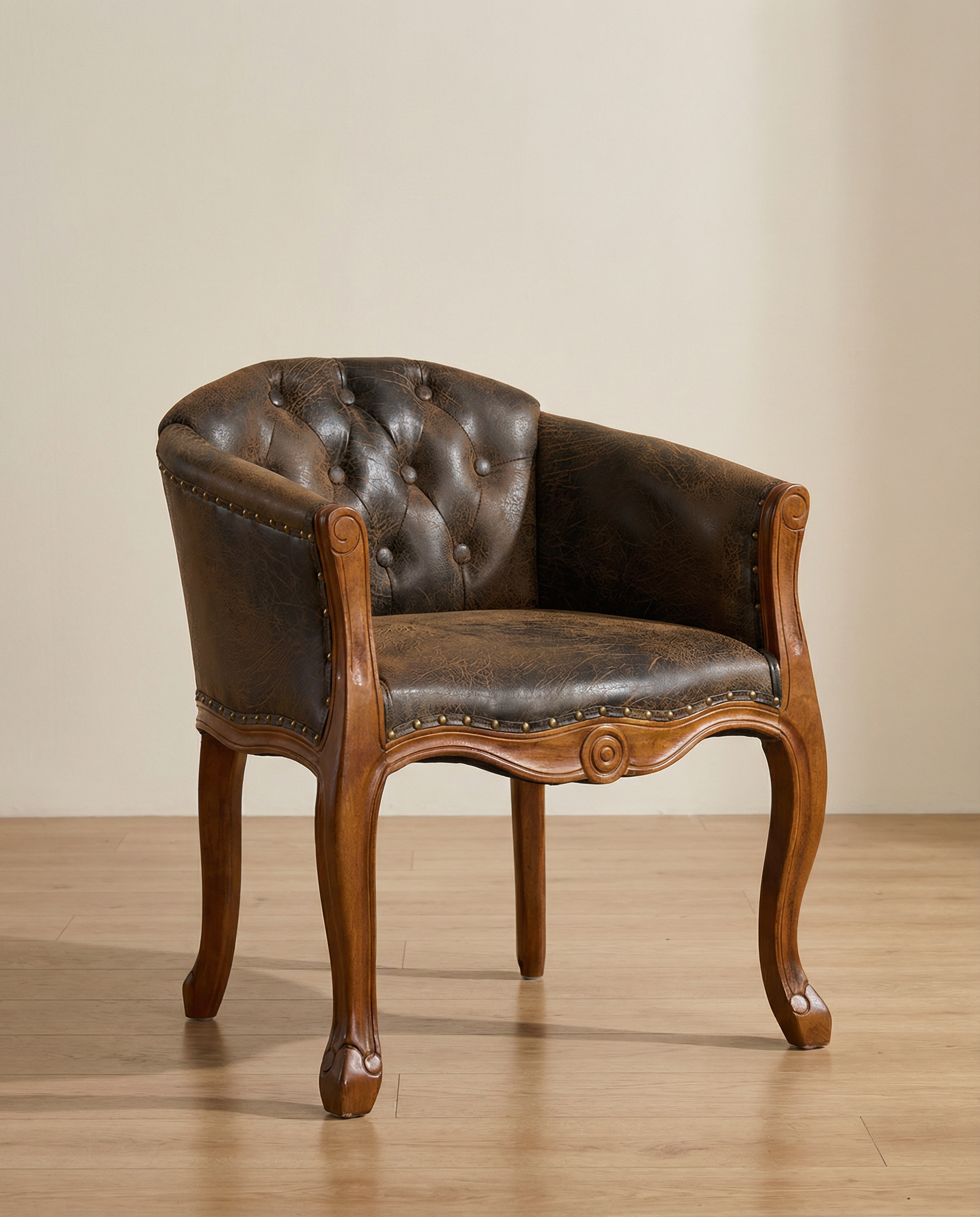 Louvre Antique Solid Wood Tufted Armchair