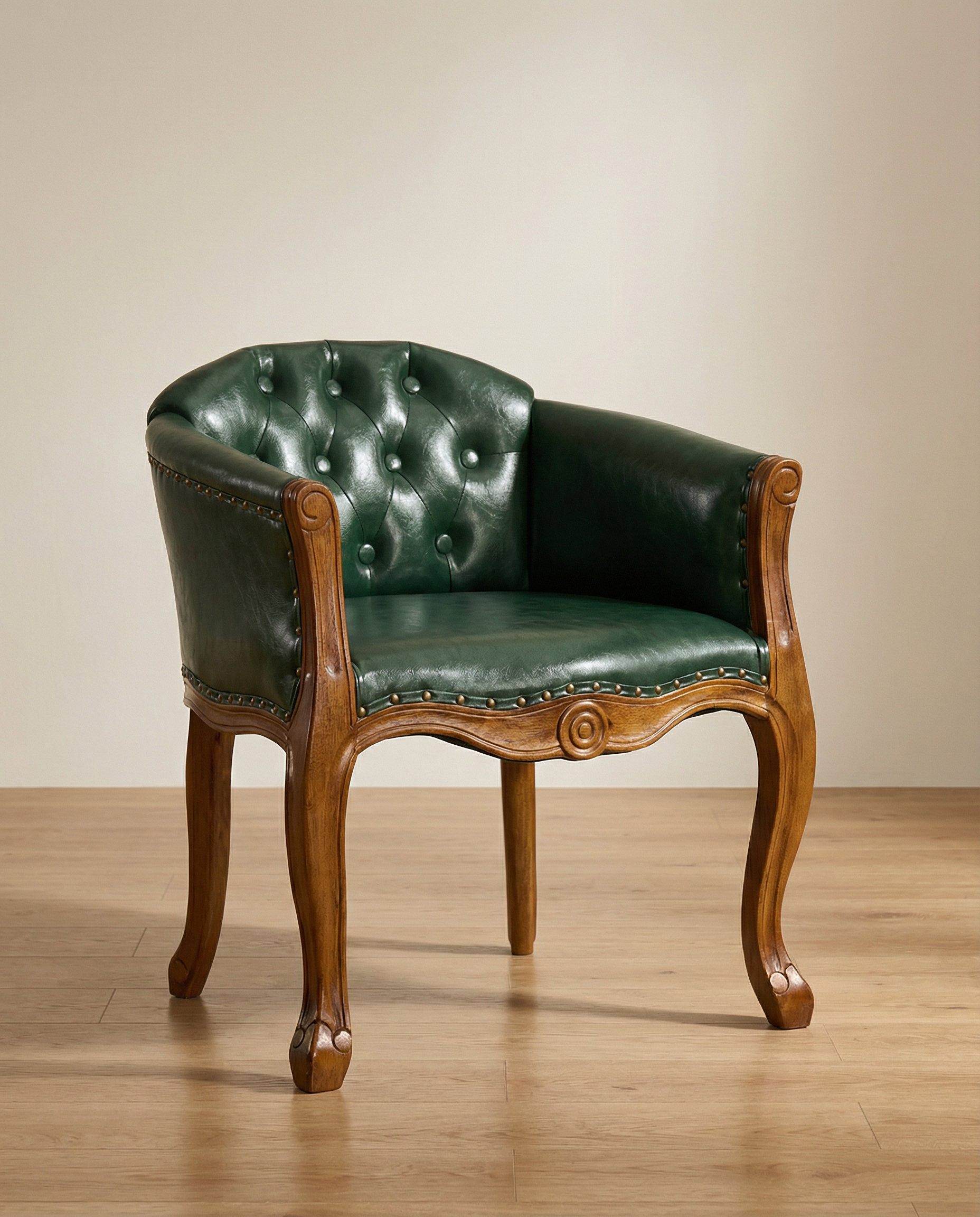 Louvre Antique Solid Wood Tufted Armchair