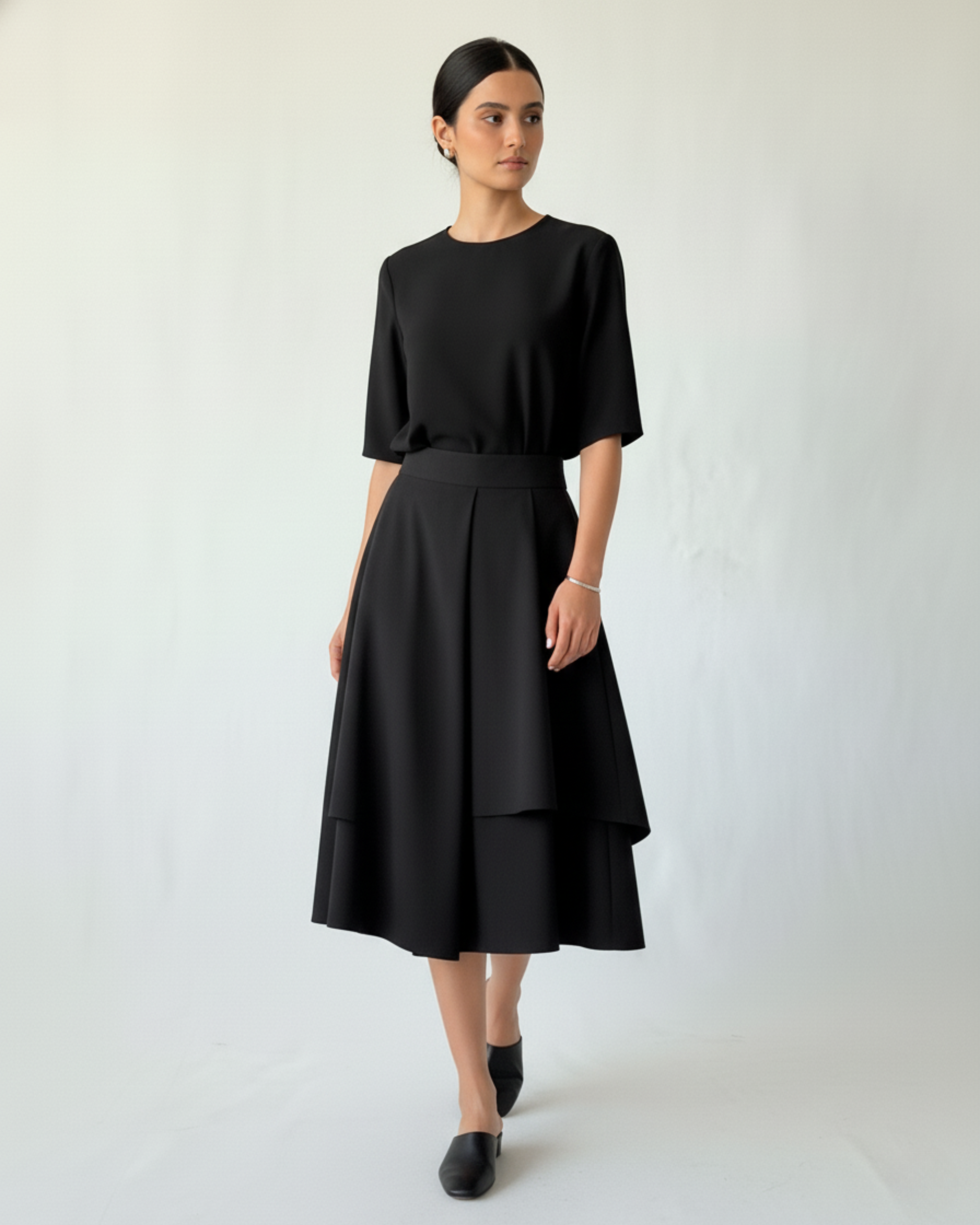 modern pants skirt in matte taffeta fabric