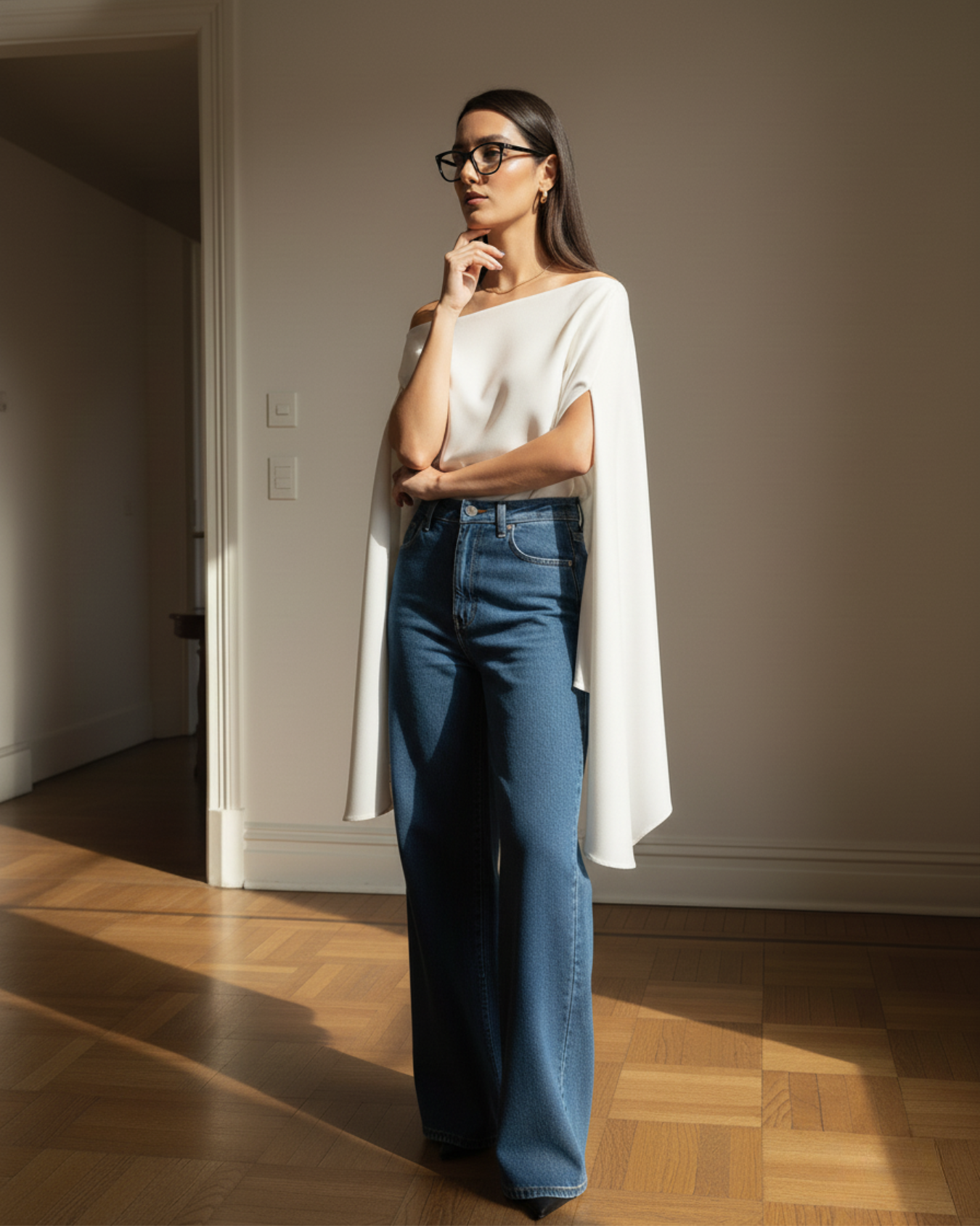 off-shoulder linen blouse