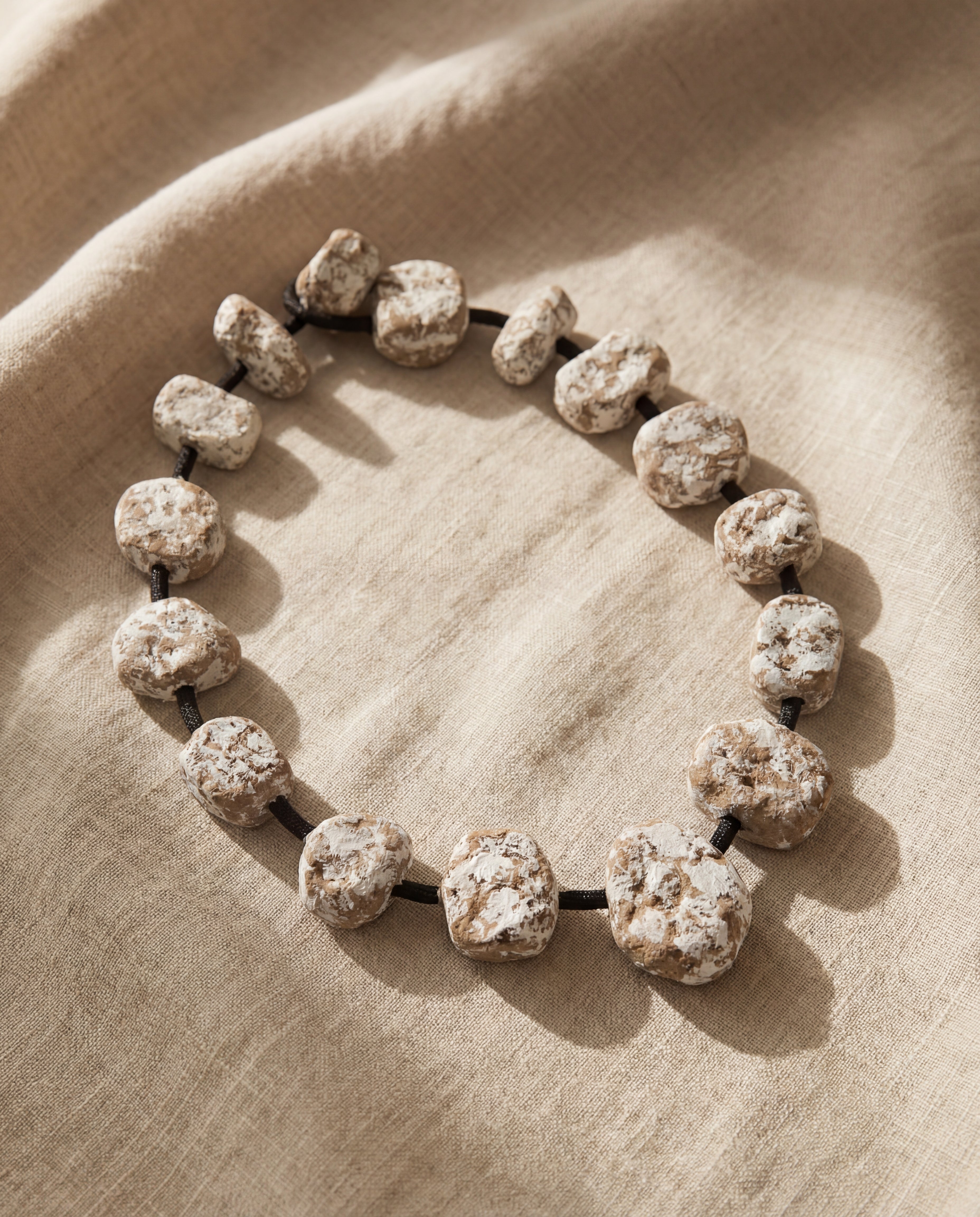 Sculptural textured bead necklace close up