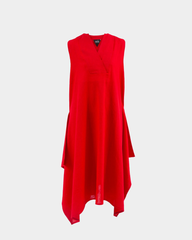 bright red breathable summer linen dress on white background
