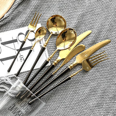 Golden stainless steel flatware